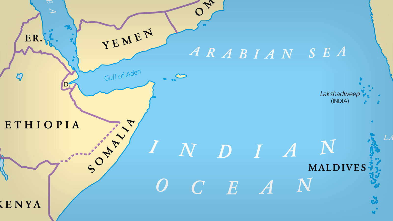 Map of Arabian Sea / Gulf of Aden coastal states