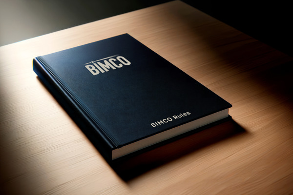 A book symbolising the BIMCO Rules, on a wooden table