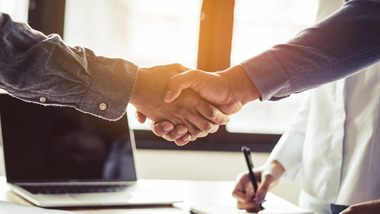 A handshake between two people