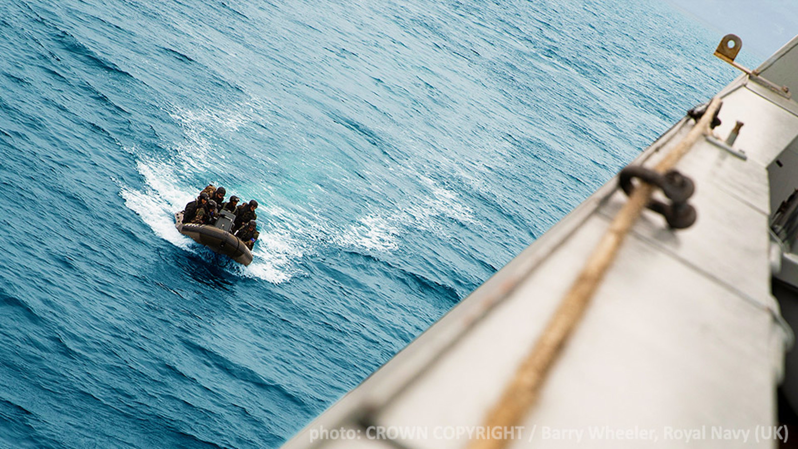 HMS Dragon was boarded by the French Navy from FS La Motte Picquet, during a boarding exercise. [CROWN COPYRIGHT, Royal Navy (UK), Barry Wheeler]
