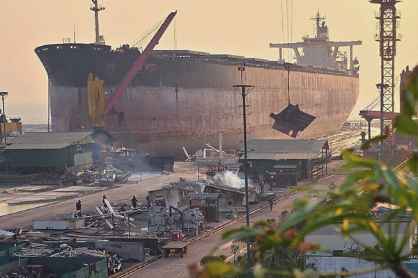 Ship at recycling yard