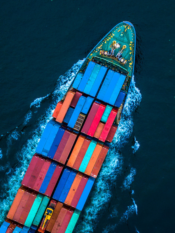 Container ship from above